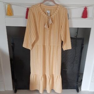 D & Co Yellow Striped Dress Size MP